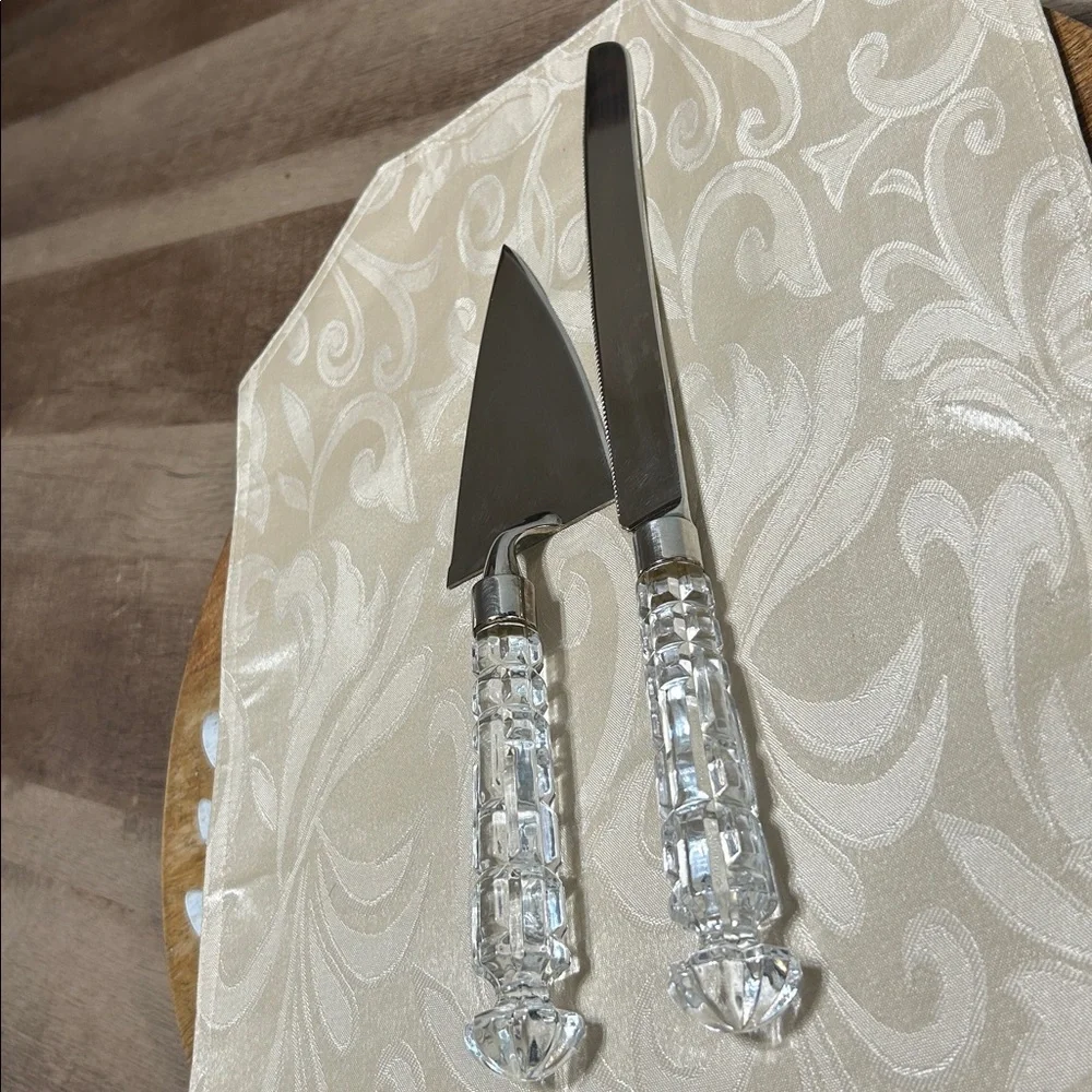 VTG Godinger Wedding Bridal Crystal Silver Plate Cake Server Cutting Knife